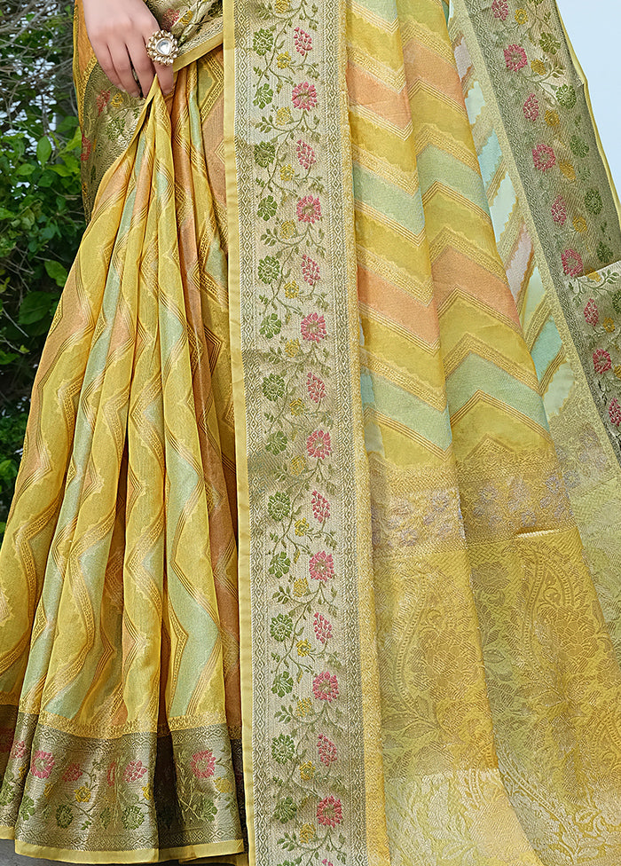 Yellow Silk Saree With Blouse Piece - Indian Silk House Agencies