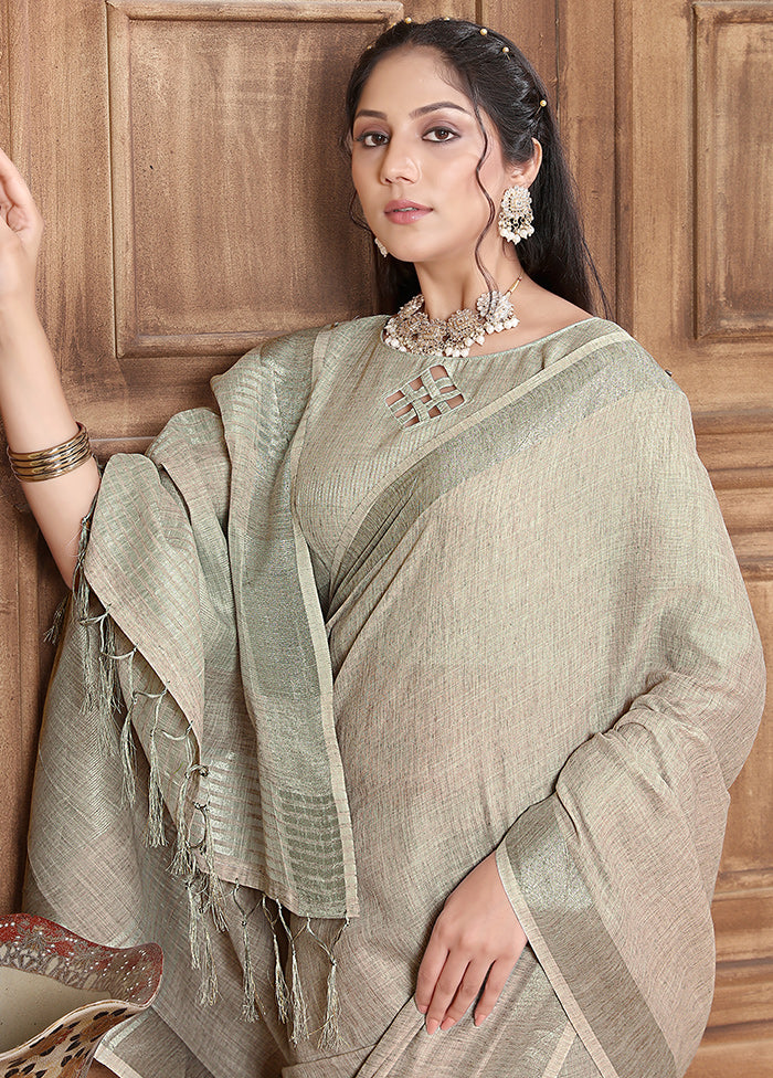 Grey Organza Saree With Blouse Piece - Indian Silk House Agencies