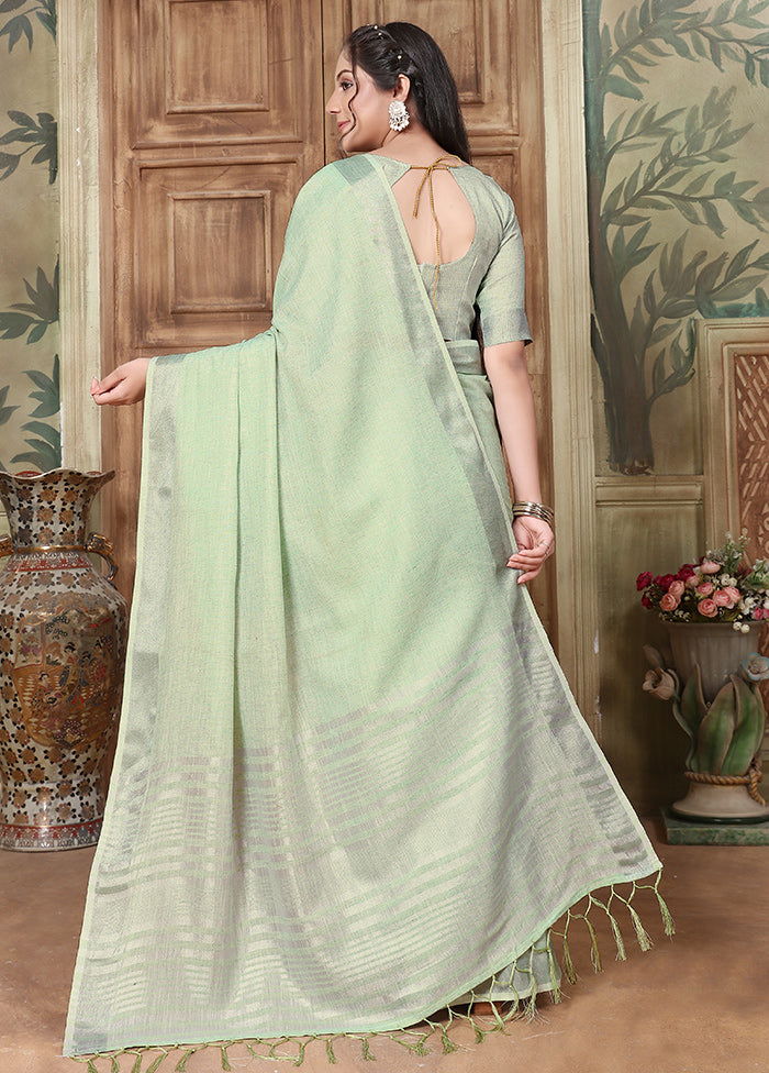 Sea Green Organza Saree With Blouse Piece - Indian Silk House Agencies