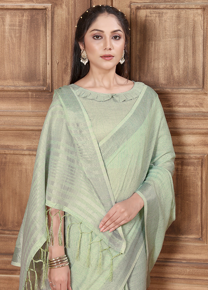 Sea Green Organza Saree With Blouse Piece - Indian Silk House Agencies