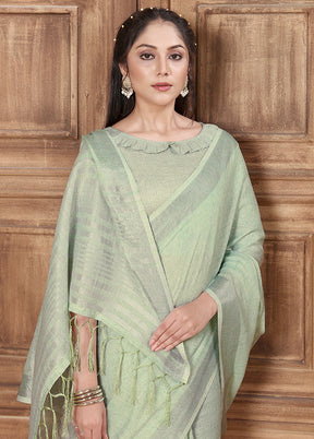 Sea Green Organza Saree With Blouse Piece - Indian Silk House Agencies