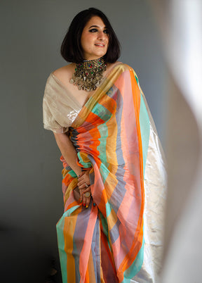 Multicolor Maheshwari Silk Saree With Blouse Piece - Indian Silk House Agencies