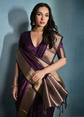 Wine Dupion Silk Saree With Blouse Piece