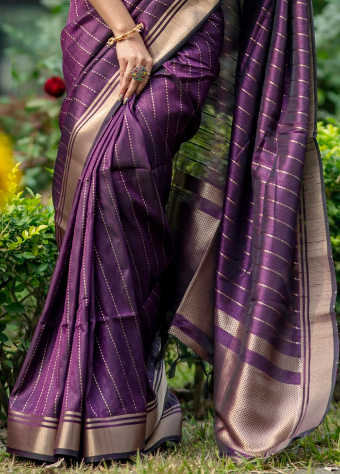 Wine Dupion Silk Saree With Blouse Piece