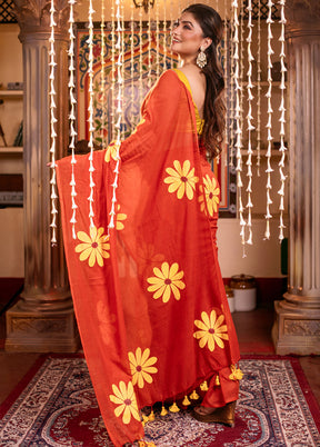 White Spun Silk Saree With Blouse Piece