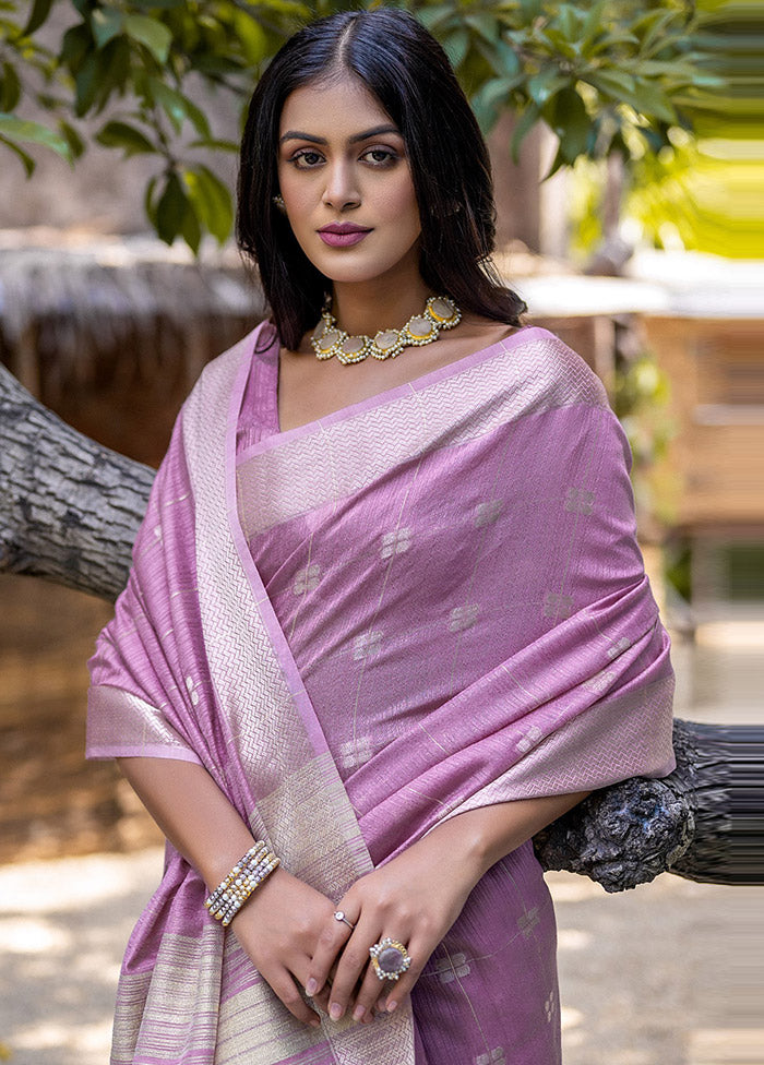 Pink Cotton Saree With Blouse Piece