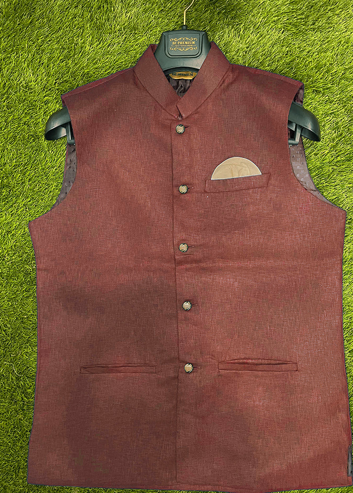 Rust Solid Silk Ethnic Jacket VDAC69270