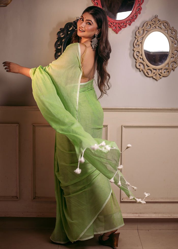 White Spun Silk Saree With Blouse Piece