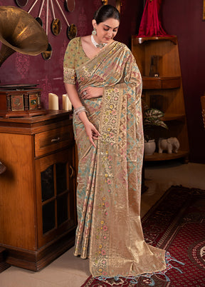 Grey Spun Silk Saree With Blouse Piece