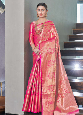 Pink Dupion Silk Saree With Blouse Piece - Indian Silk House Agencies