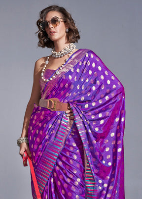 Purple Spun Silk Saree With Blouse Piece