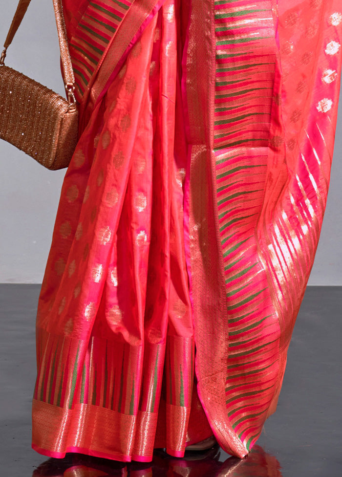 Pink Spun Silk Saree With Blouse Piece