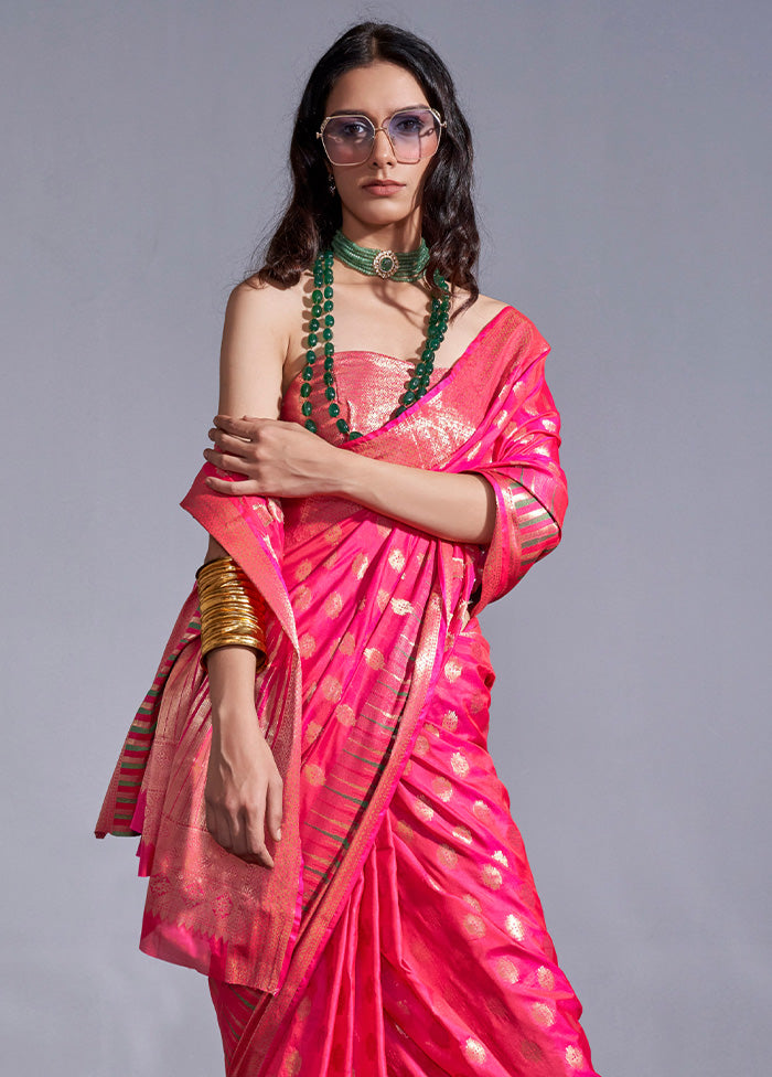 Rani Spun Silk Saree With Blouse Piece