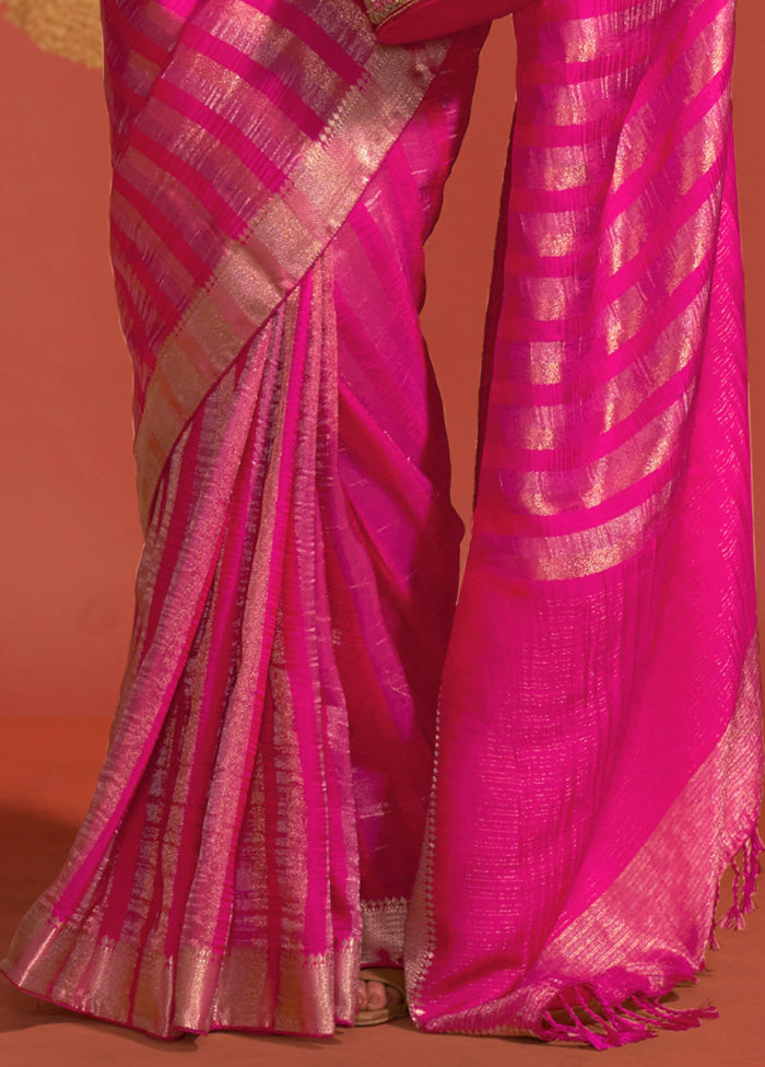 Rani Spun Silk Saree With Blouse Piece