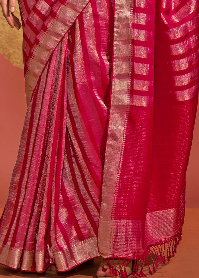 Pink Spun Silk Saree With Blouse Piece