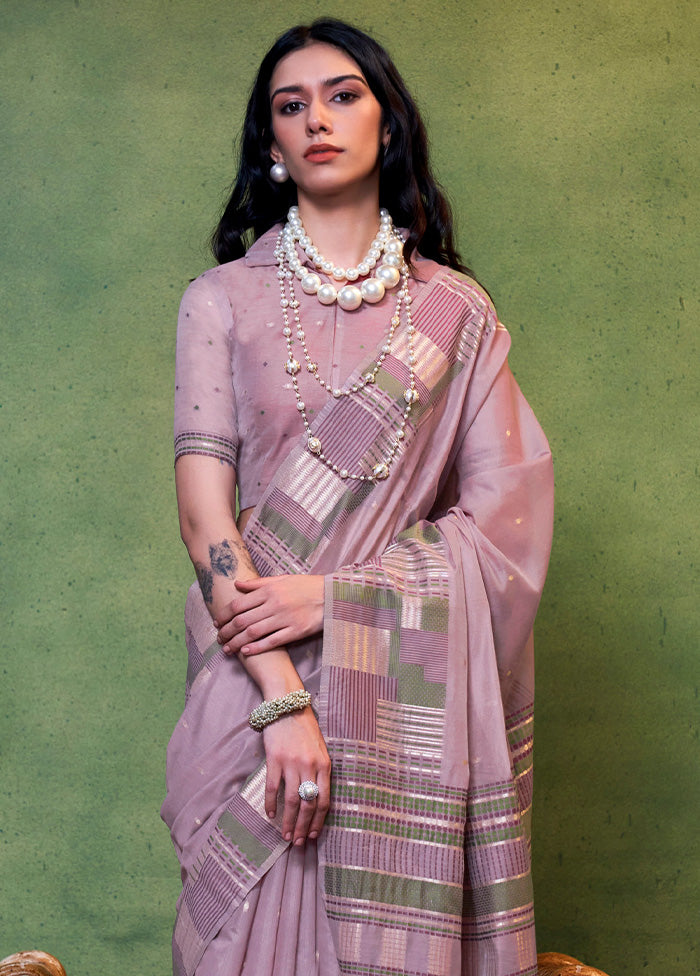 Mauve Cotton Saree With Blouse Piece