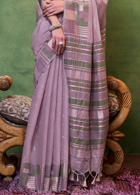 Mauve Cotton Saree With Blouse Piece