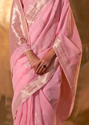 Pink Cotton Saree With Blouse Piece