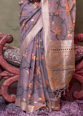 Mauve Cotton Saree With Blouse Piece