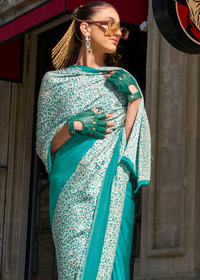 Multicolor Satin Silk Saree With Blouse Piece