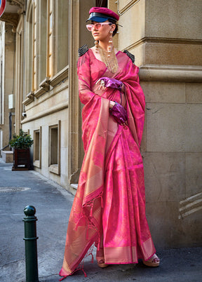 Pink Organza Saree With Blouse Piece