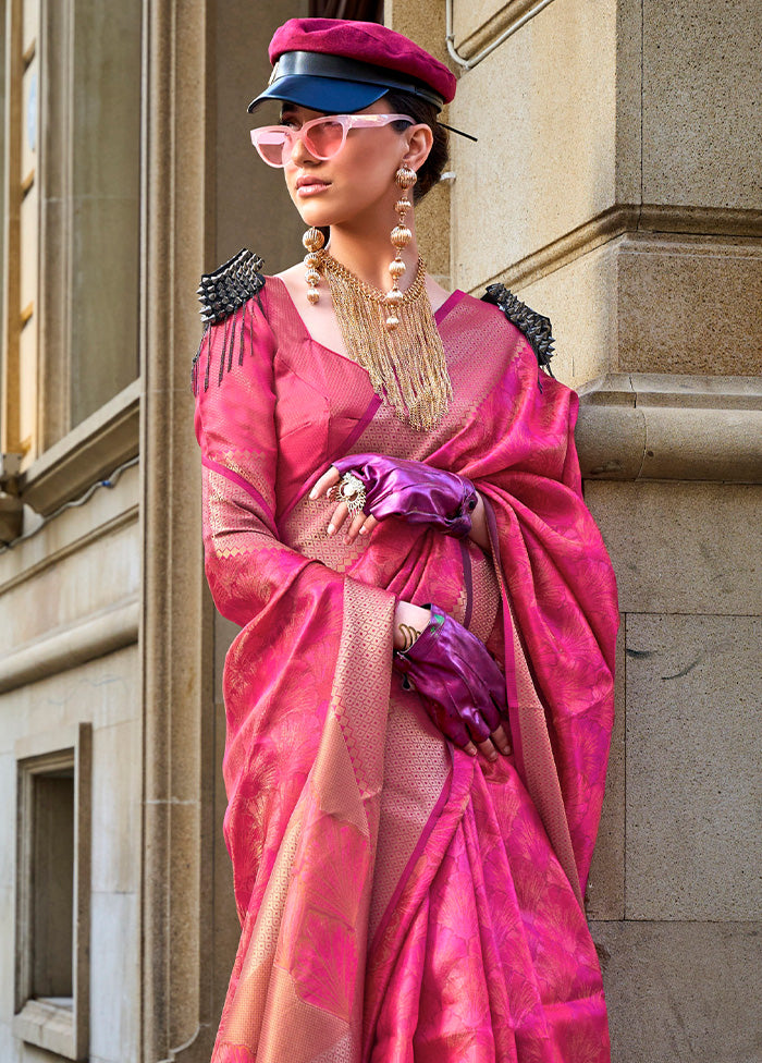 Pink Organza Saree With Blouse Piece