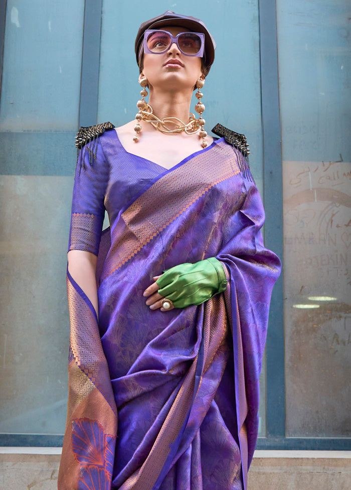 Purple Organza Saree With Blouse Piece