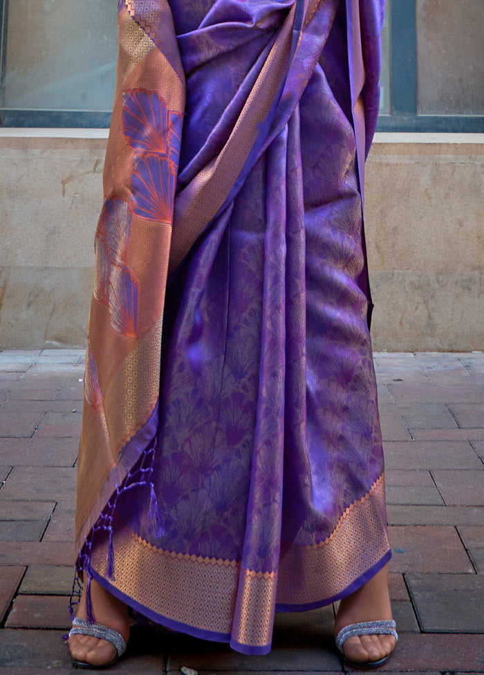 Purple Organza Saree With Blouse Piece