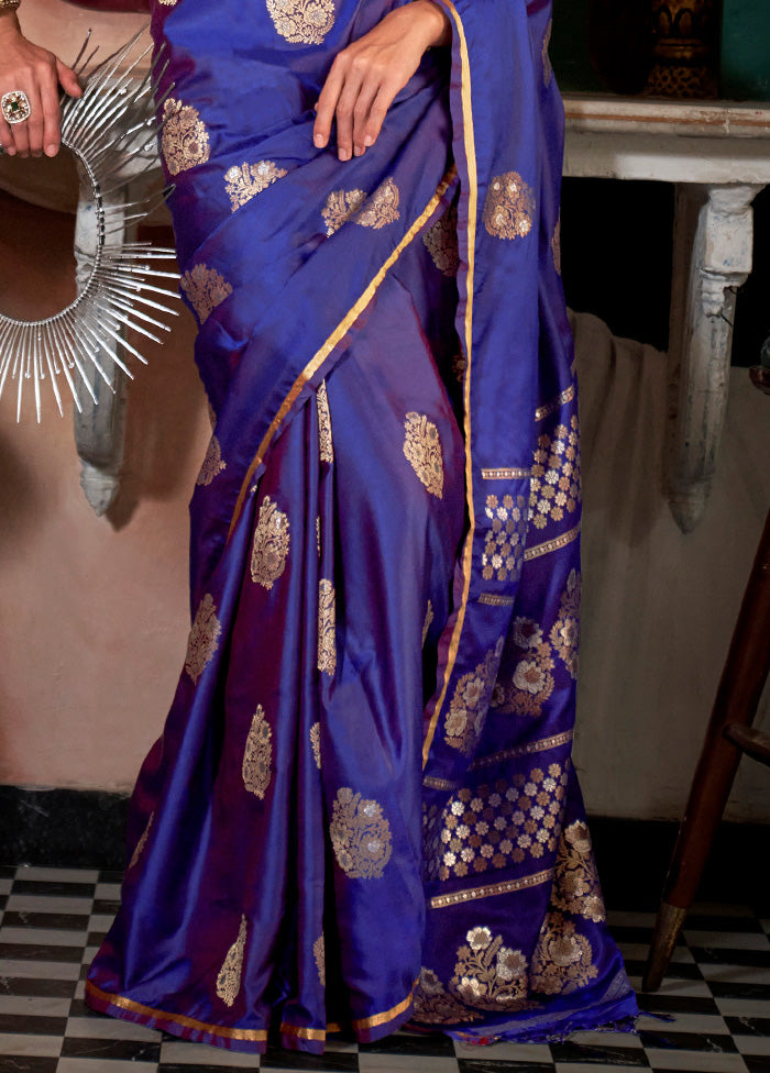 Purple Spun Silk Saree With Blouse Piece