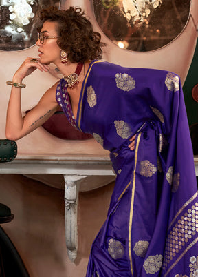 Violet Spun Silk Saree With Blouse Piece