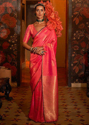 Pink Spun Silk Saree With Blouse Piece