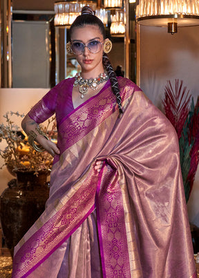 Light Pink Spun Silk Saree With Blouse Piece