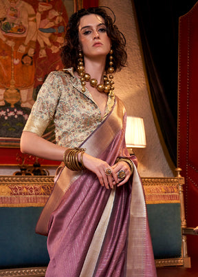 Mauve Chiffon Silk Saree With Blouse Piece