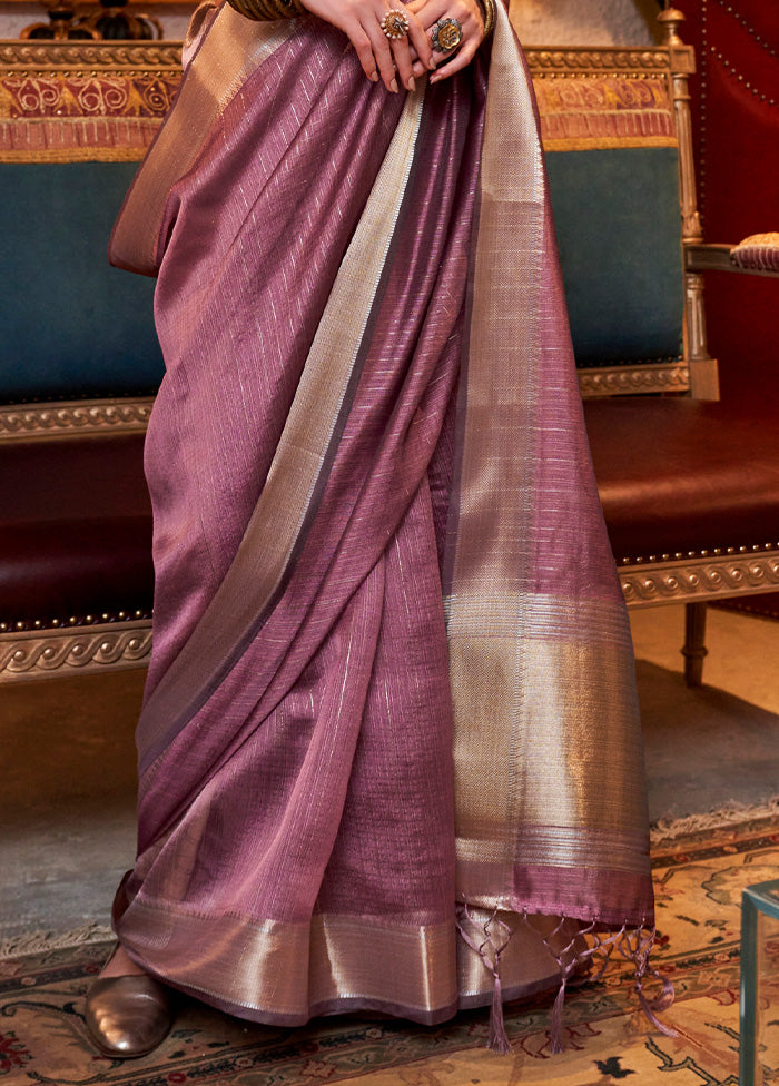 Mauve Chiffon Silk Saree With Blouse Piece