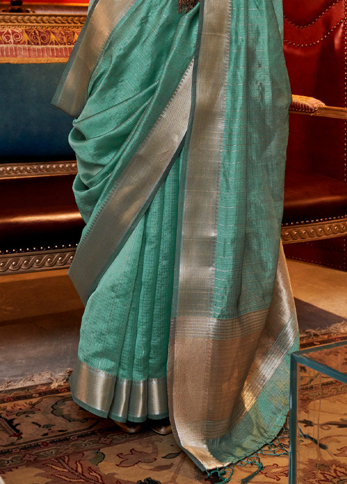 Rama Chiffon Silk Saree With Blouse Piece