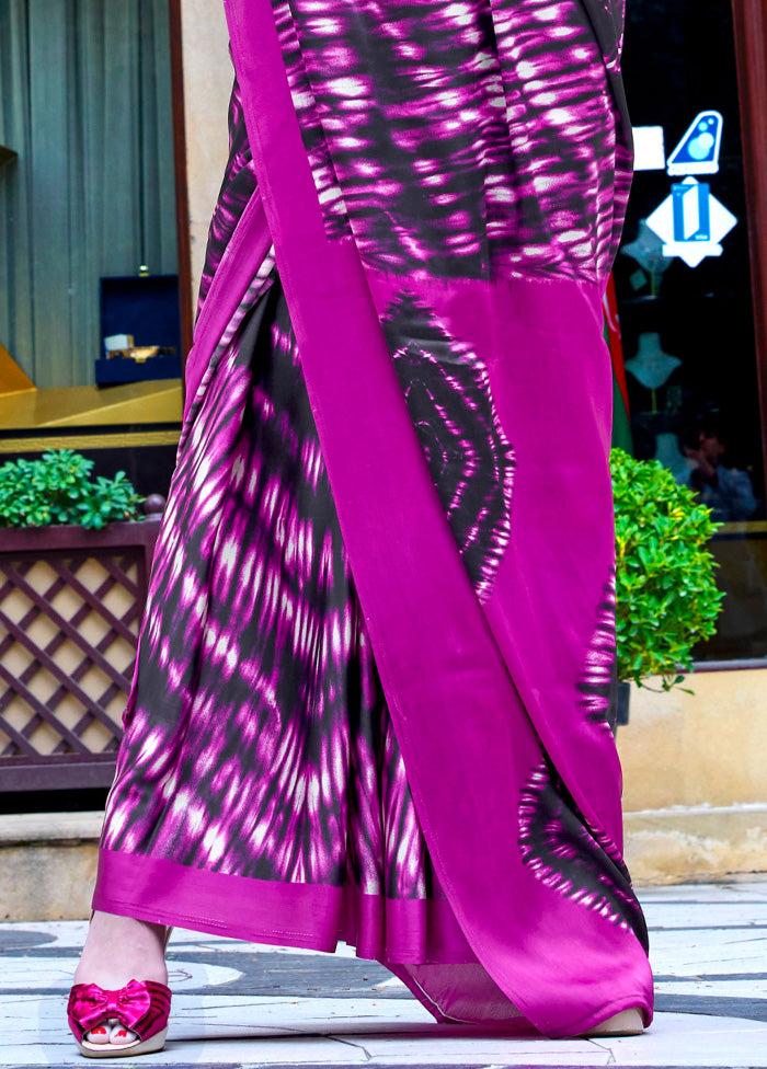 Multicolor Satin Silk Saree With Blouse Piece