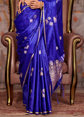 Purple Satin Silk Saree With Blouse Piece