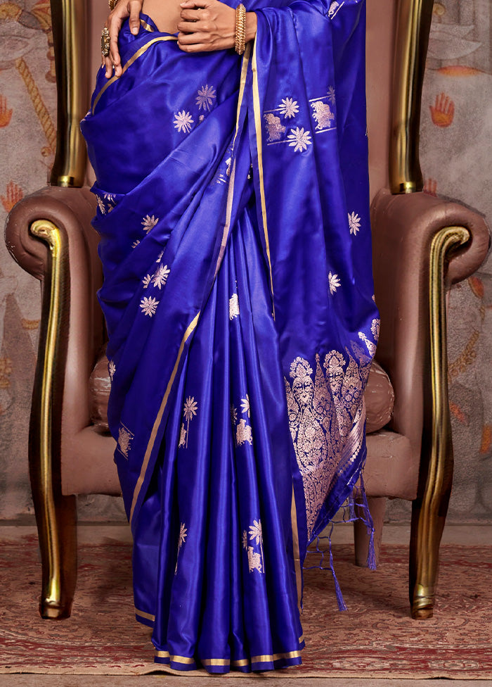 Purple Satin Silk Saree With Blouse Piece