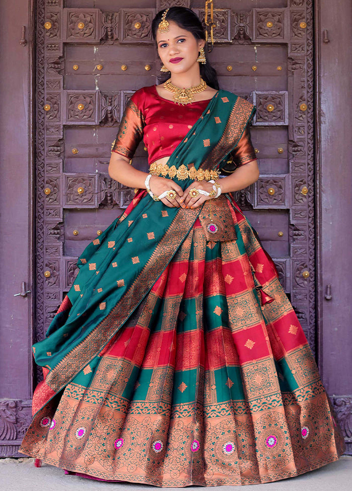 Maroon Silk Semi Stitched Lehenga Set