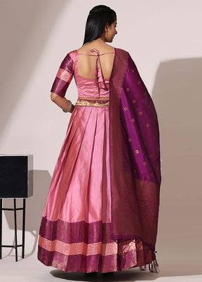 Baby Pink Silk Semi Stitched Lehenga Set