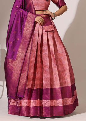 Baby Pink Silk Semi Stitched Lehenga Set