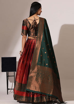 Maroon Silk Semi Stitched Lehenga Set