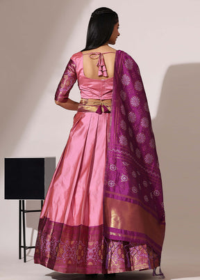 Baby Pink Silk Semi Stitched Lehenga Set