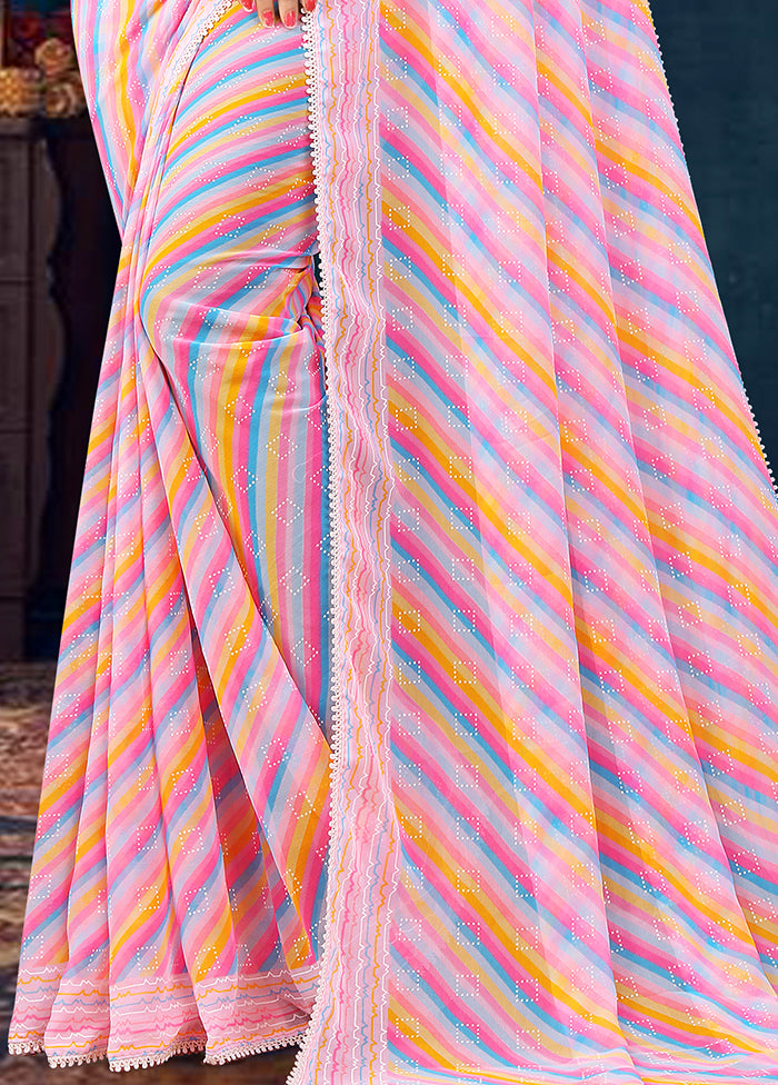 Multicolor Georgette Saree With Blouse Piece