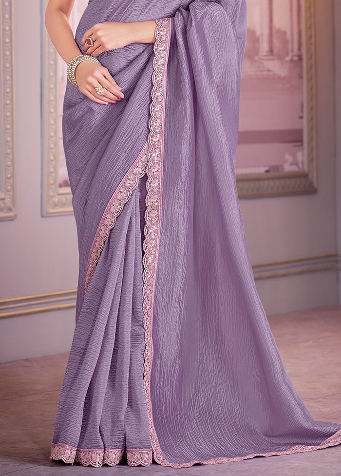 Lavender Spun Silk Saree With Blouse Piece