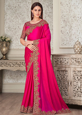 Pink Spun Silk Sequence Work Saree With Blouse - Indian Silk House Agencies