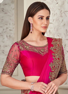 Pink Spun Silk Sequence Work Saree With Blouse - Indian Silk House Agencies