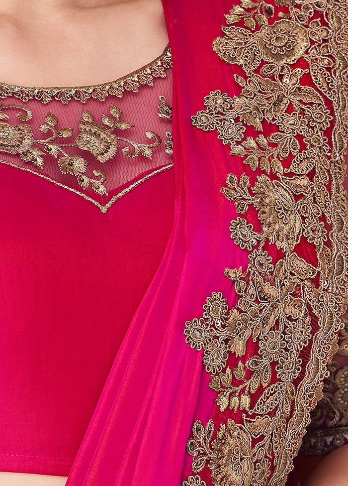 Pink Spun Silk Sequence Work Saree With Blouse - Indian Silk House Agencies