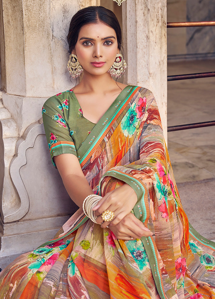 Multicolor Georgette Saree With Blouse Piece - Indian Silk House Agencies