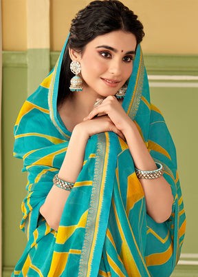 Turquoise Georgette Saree With Blouse Piece - Indian Silk House Agencies